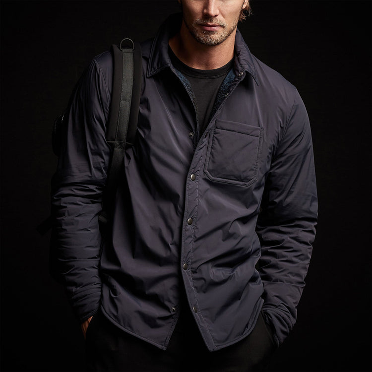 Plaid Lined Performance Jacket in Navy/Cobalt | James Perse Los Angeles