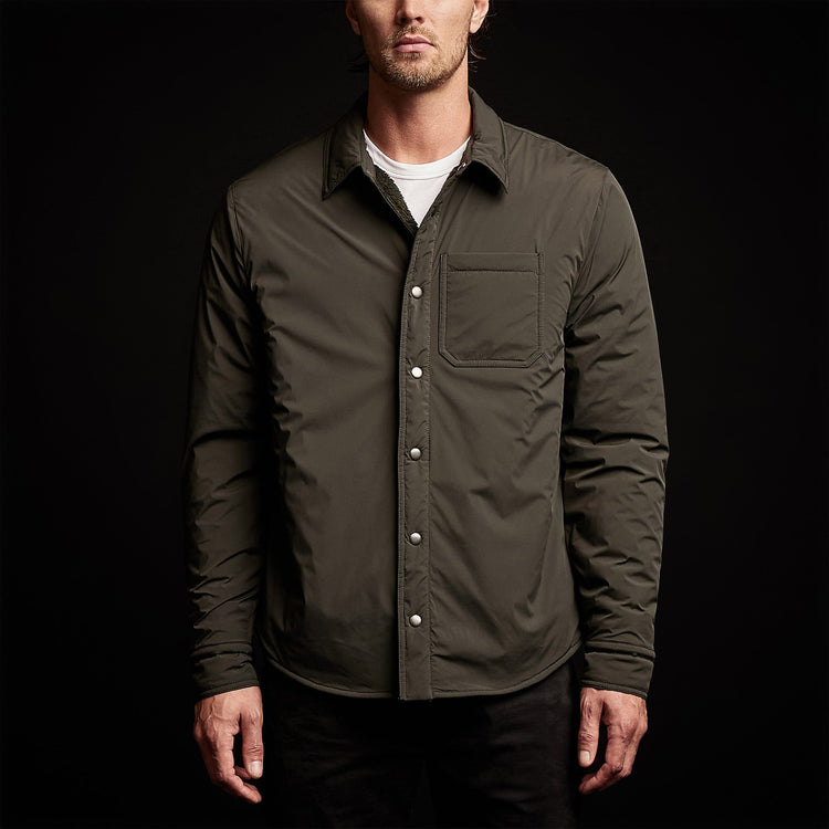 Plaid Lined Performance Jacket in Olive/Olive | James Perse Los Angeles