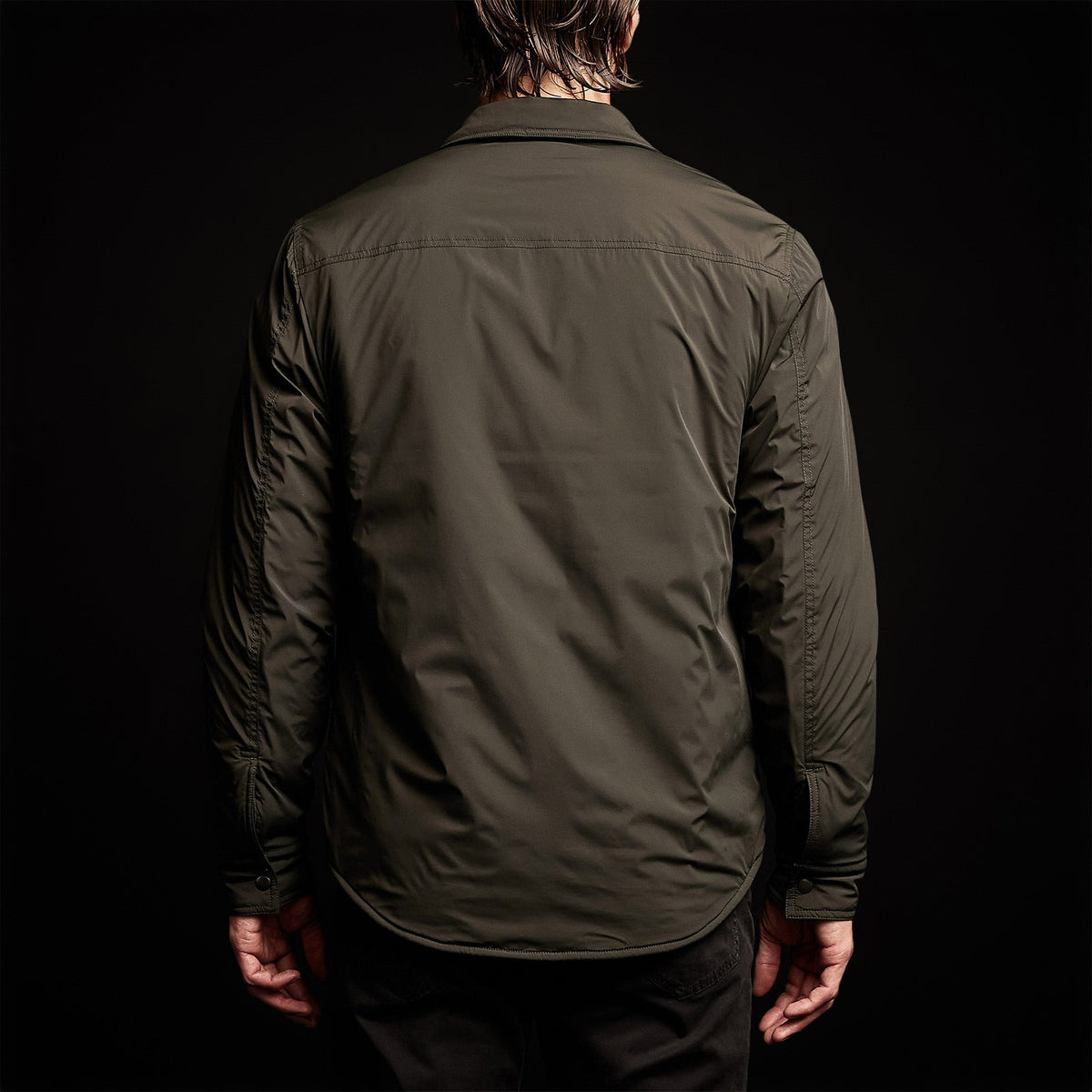 Plaid Lined Performance Jacket in Olive/Olive | James Perse Los Angeles