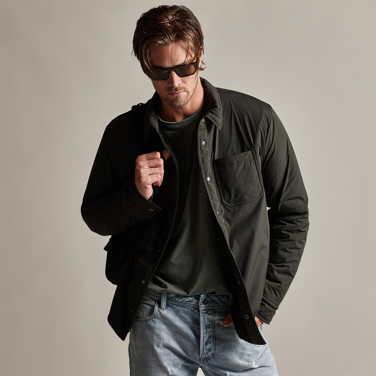 Plaid Lined Performance Jacket in Olive/Olive | James Perse Los Angeles