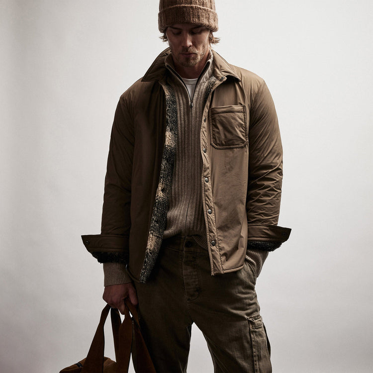 Plaid Lined Performance Jacket in Yuca/Toast | James Perse Los Angeles