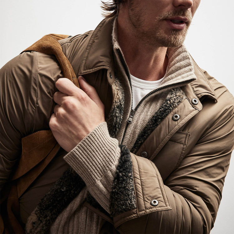 Plaid Lined Performance Jacket in Yuca/Toast | James Perse Los Angeles