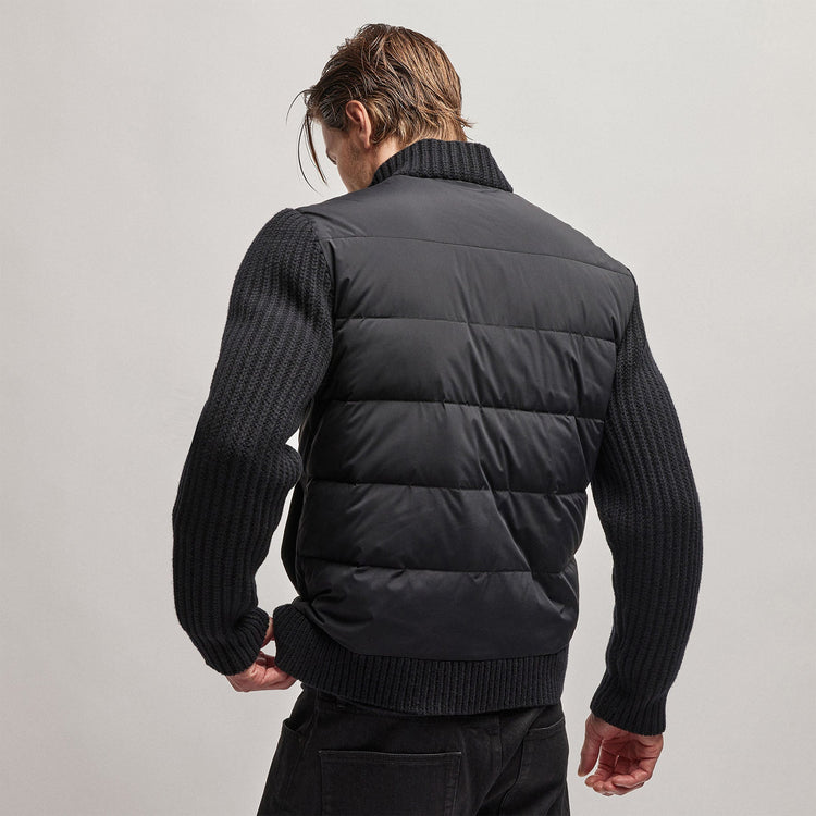 Mixed Media Zip Front Jacket in Black | James Perse Los Angeles