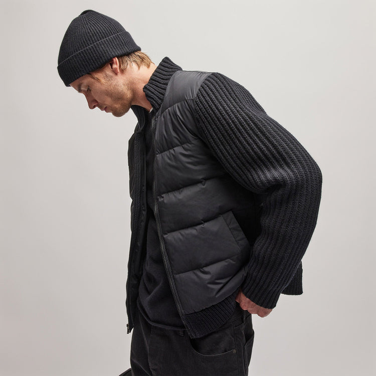 Mixed Media Zip Front Jacket in Black | James Perse Los Angeles