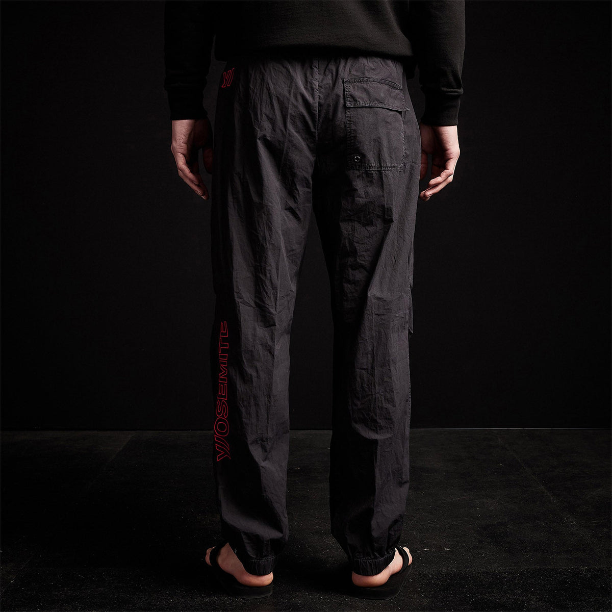 Y/ Embroidered Parachute Flight Pant in Black/Red | James Perse Los Angeles