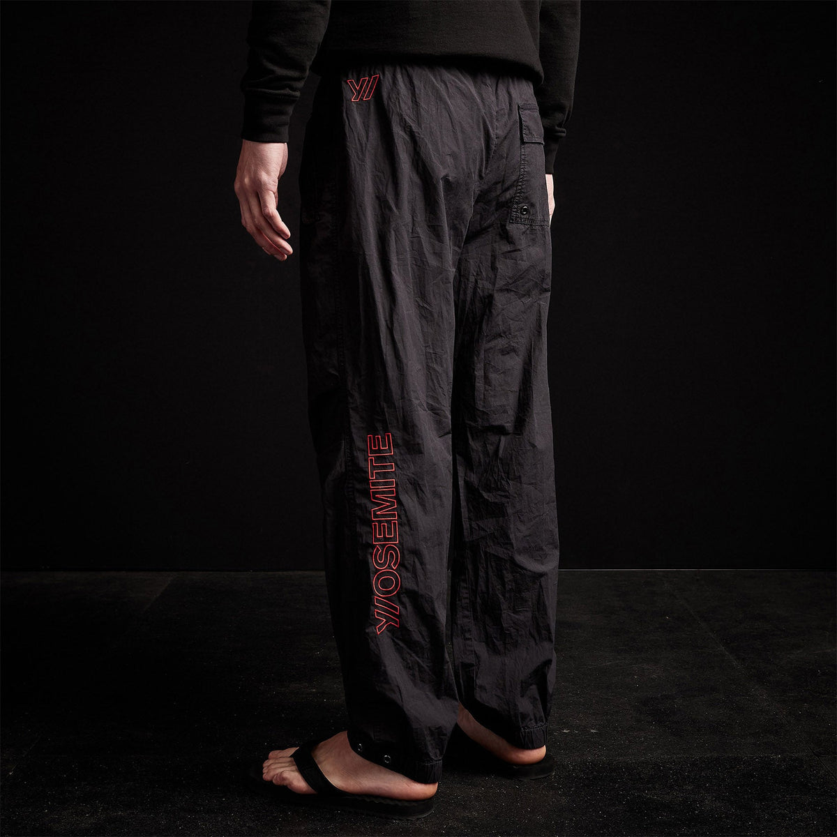 Y/ Embroidered Parachute Flight Pant in Black/Red | James Perse Los Angeles