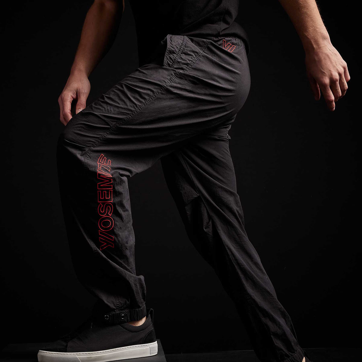 Y/ Embroidered Parachute Flight Pant in Black/Red | James Perse Los Angeles 