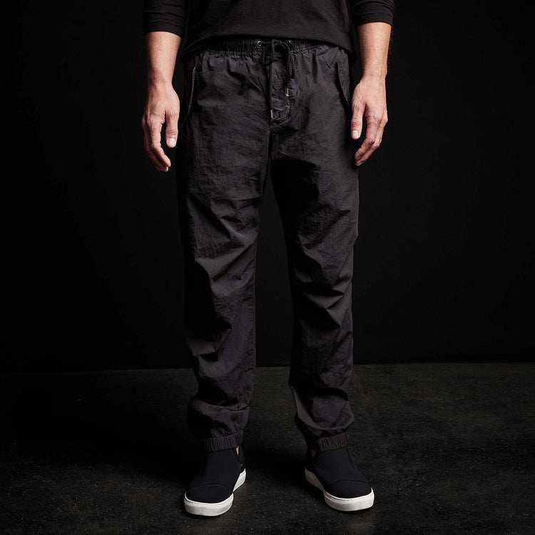 Y/ Embroidered Parachute Flight Pant in Black/Yellow | James Perse Los Angeles 