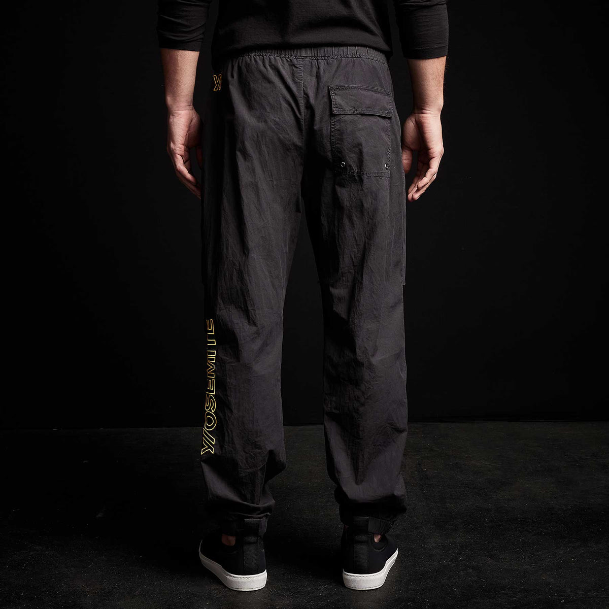 Y/ Embroidered Parachute Flight Pant in Black/Yellow | James Perse Los Angeles 