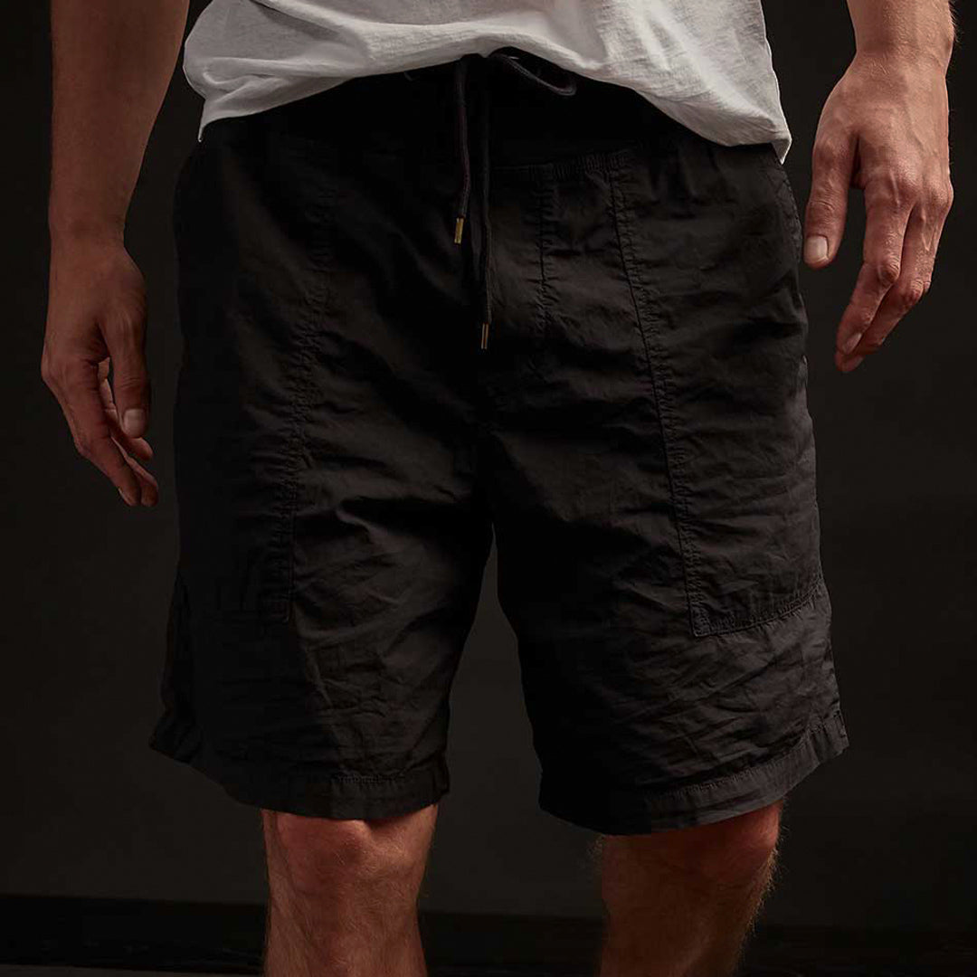 Mixed Media Stretch Poplin Short In Black | James Perse Los Angeles