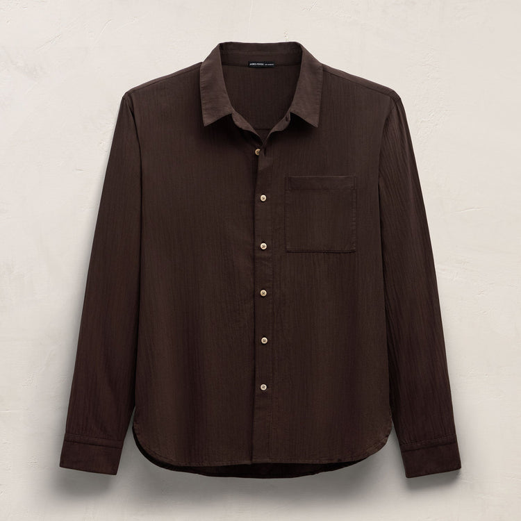 Salt Shrunk Muslin Long Sleeve Shirt in Bark | James Perse Los Angeles