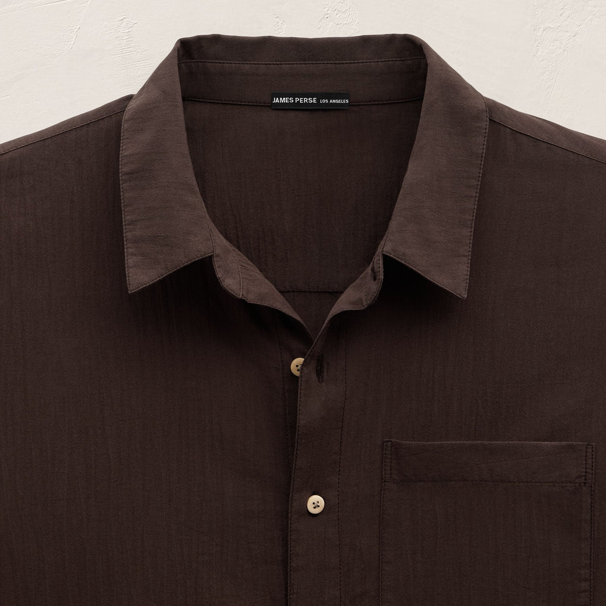 Salt Shrunk Muslin Long Sleeve Shirt in Bark | James Perse Los Angeles