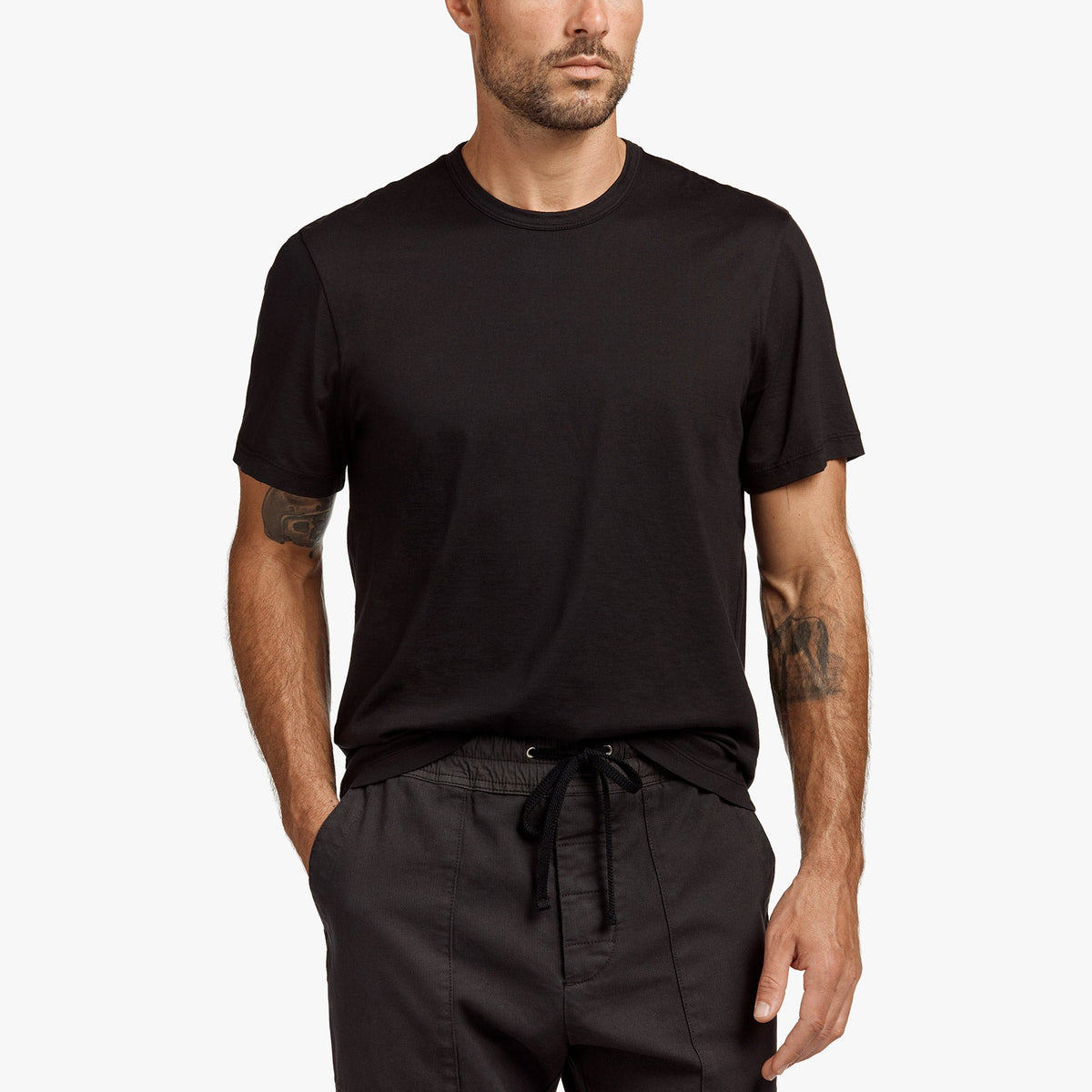 Short Sleeve Soft Touch Jersey Crew in Black | James Perse Los Angeles
