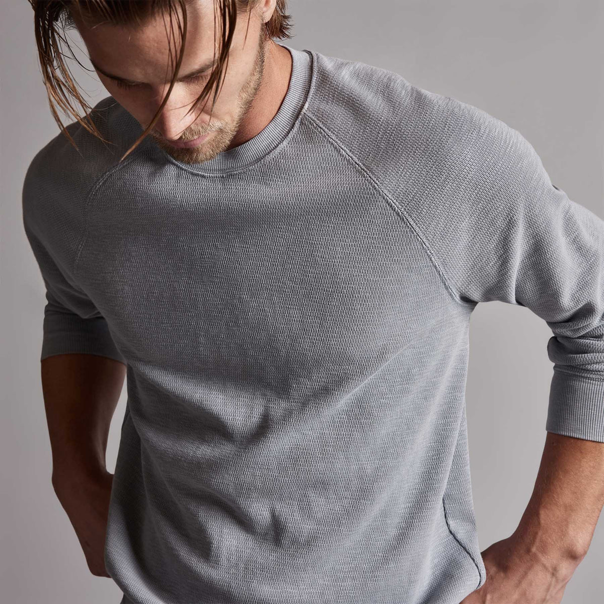 Long Sleeve Thermal Raglan in Breeze Pigment | James Perse Los Angeles
