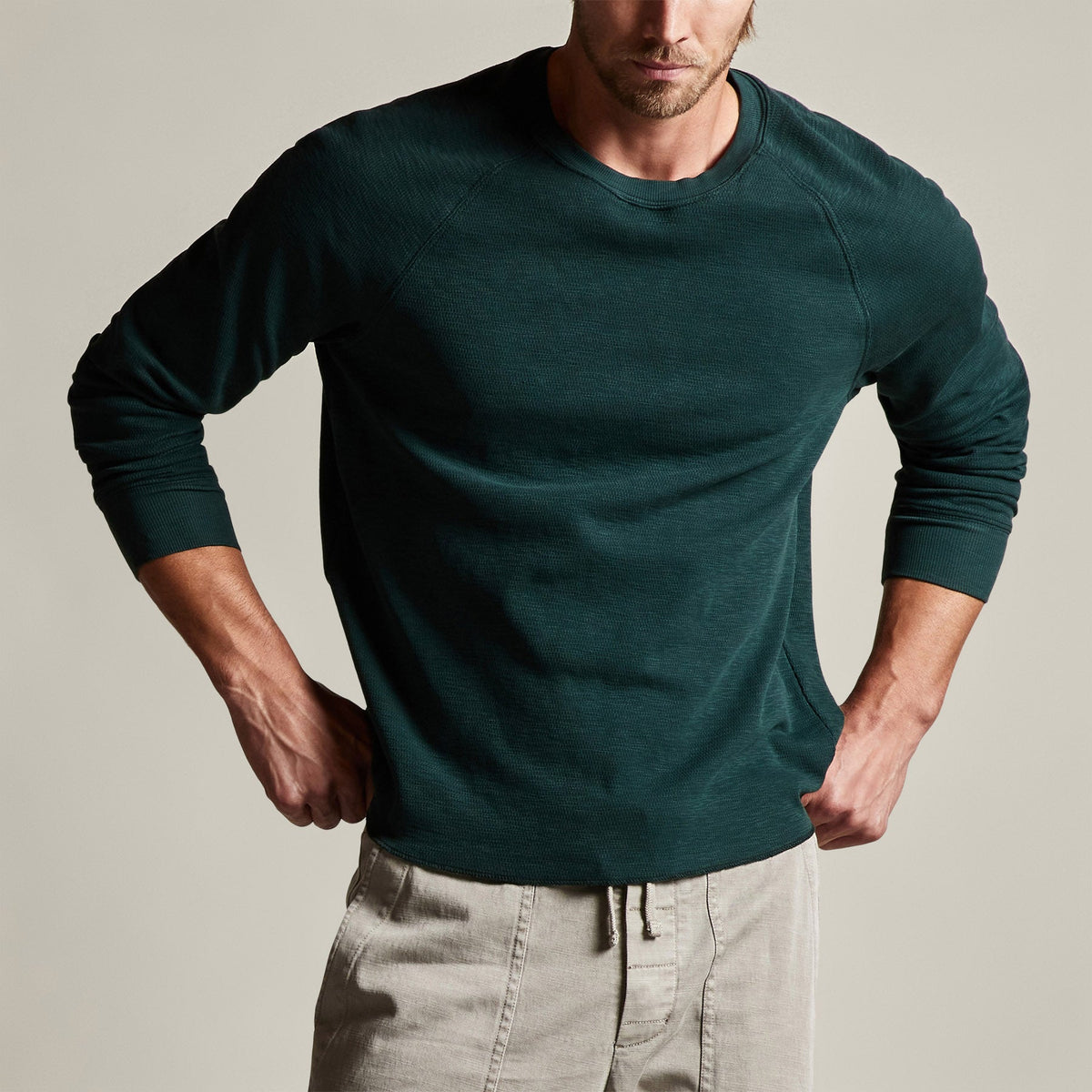 Long Sleeve Thermal Raglan in Canopy Pigment | James Perse Los Angeles