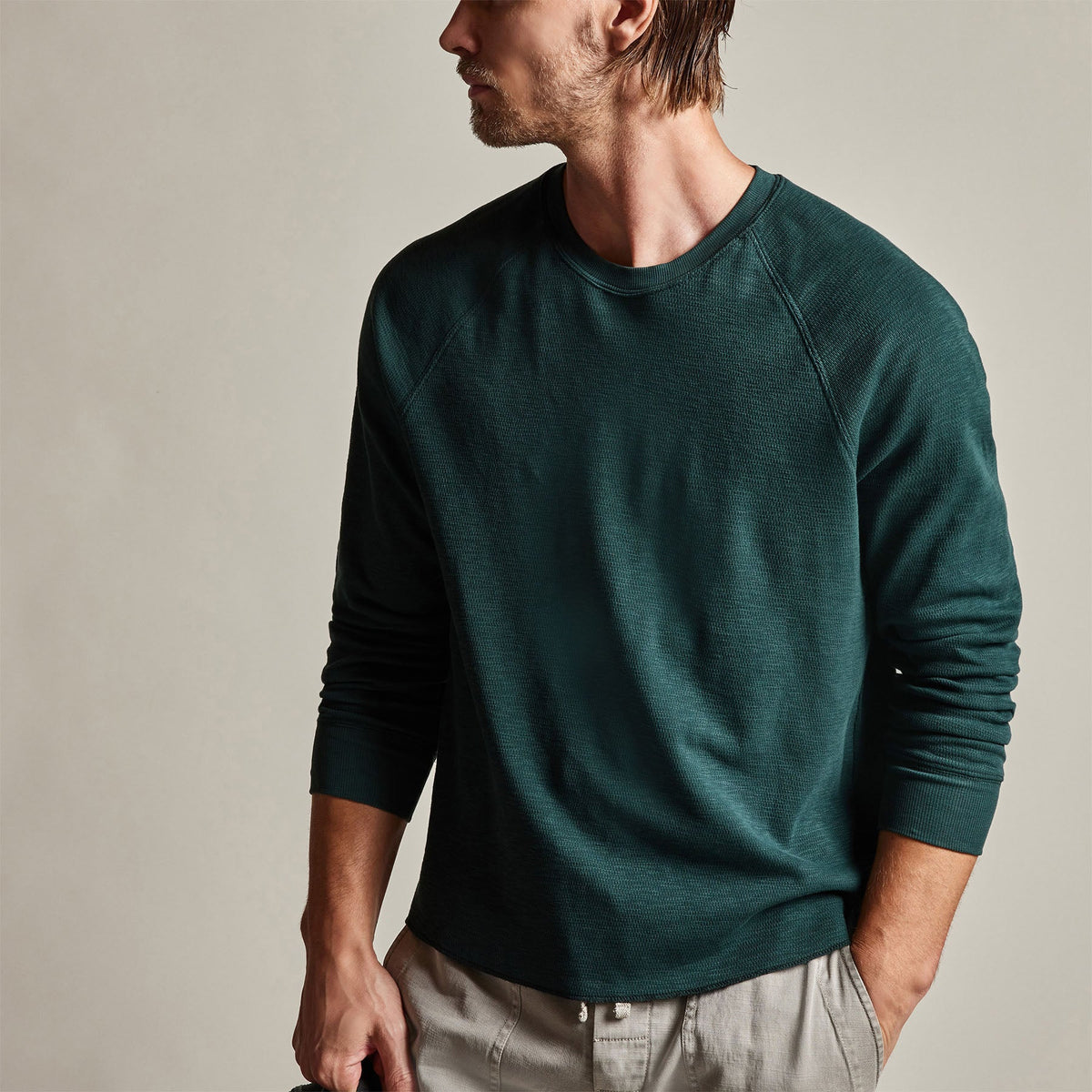 Long Sleeve Thermal Raglan in Canopy Pigment | James Perse Los Angeles