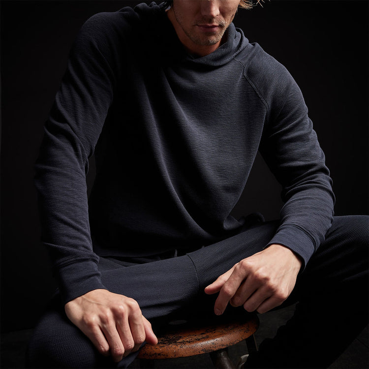 Thermal Raglan Hoodie in Blue Oil | James Perse Los Angeles 