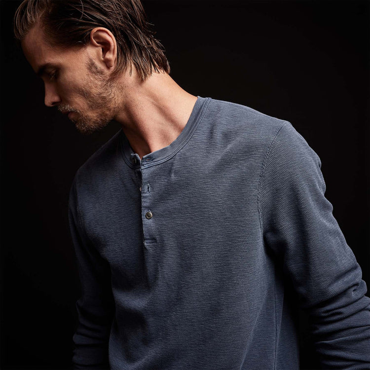 Long Sleeve Thermal Henley in Sea Captain Pigment | James Perse Los Angeles