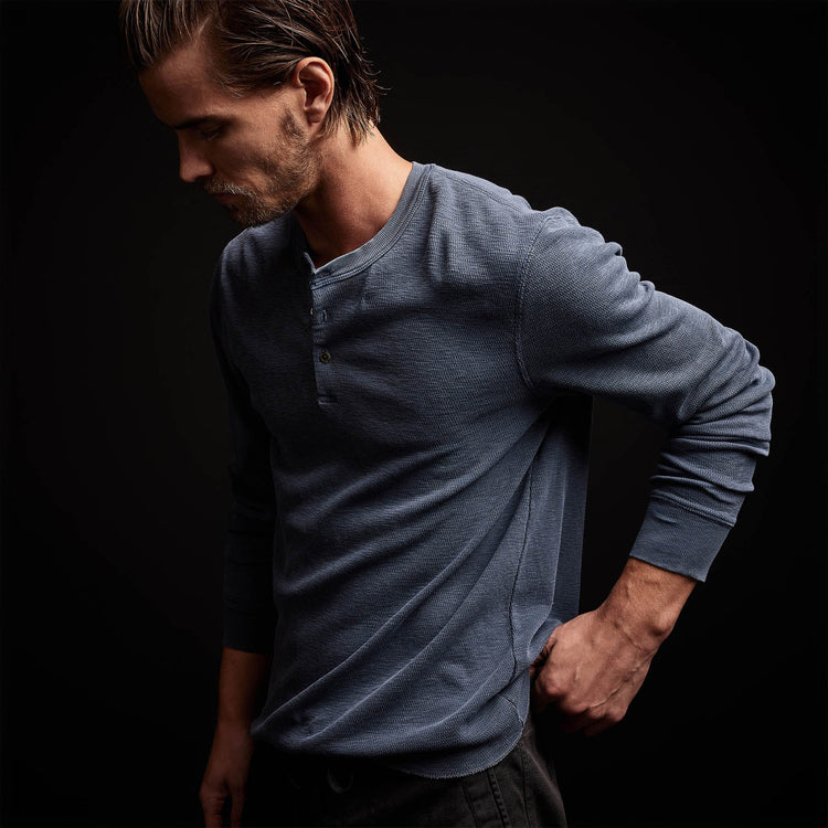 Long Sleeve Thermal Henley in Sea Captain Pigment | James Perse Los Angeles