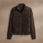 Suede Front Zip Up Sweater  in Bronco | James Perse Los Angeles