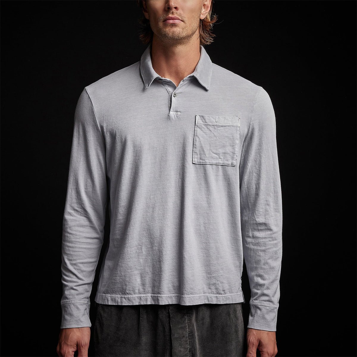 Sueded Jersey Rugby Polo in Blue Fog Pigment | James Perse Los Angeles