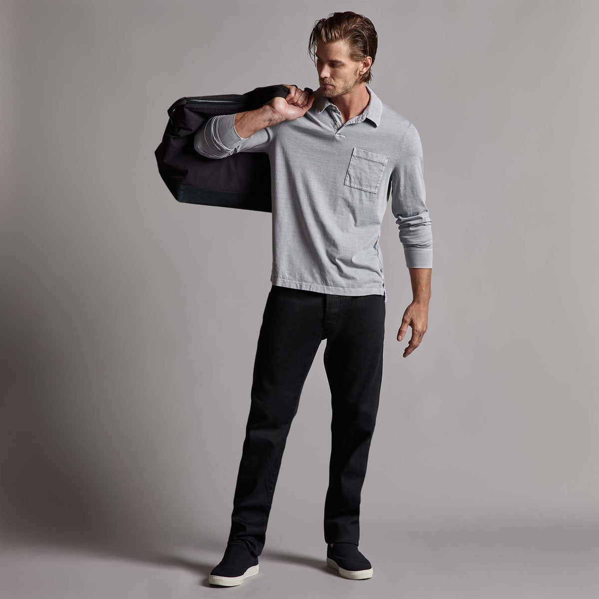 Sueded Jersey Rugby Polo in Breeze Pigment | James Perse Los Angeles