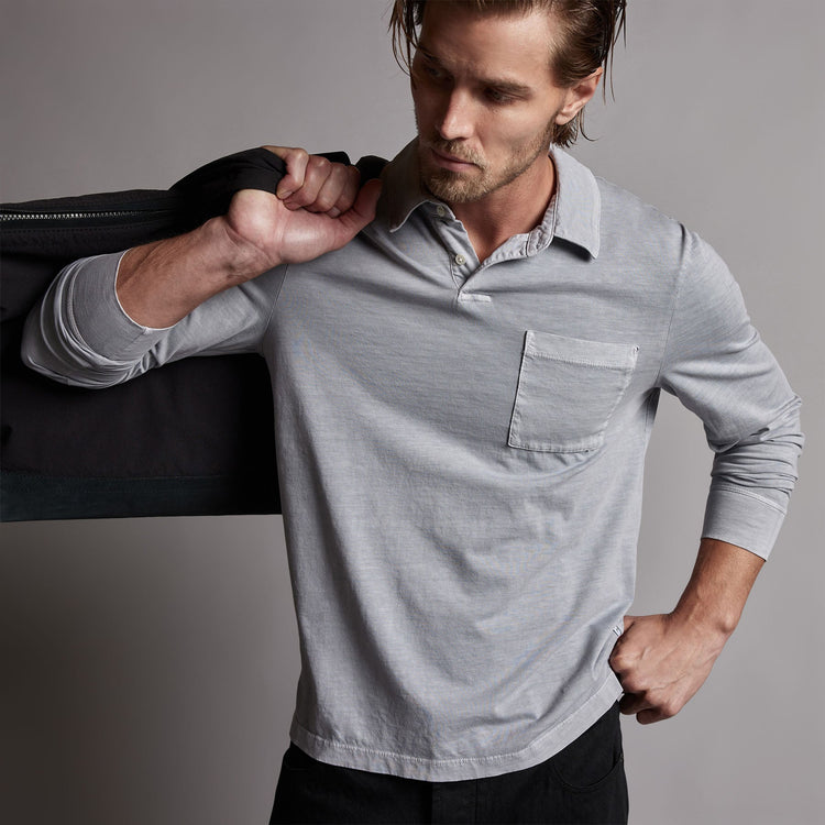 Sueded Jersey Rugby Polo in Breeze Pigment | James Perse Los Angeles