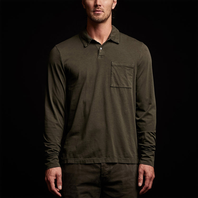 Sueded Jersey Rugby Polo in Dark Olive Pigment | James Perse Los Angeles