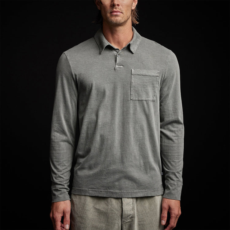 Sueded Jersey Rugby Polo in Fin Pigment | James Perse Los Angeles