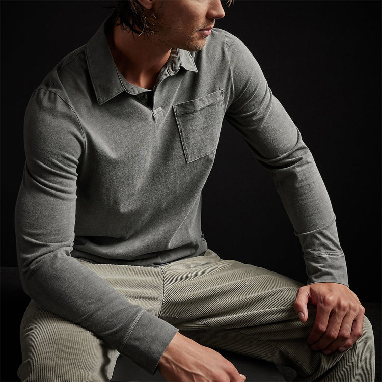 Sueded Jersey Rugby Polo in Fin Pigment | James Perse Los Angeles