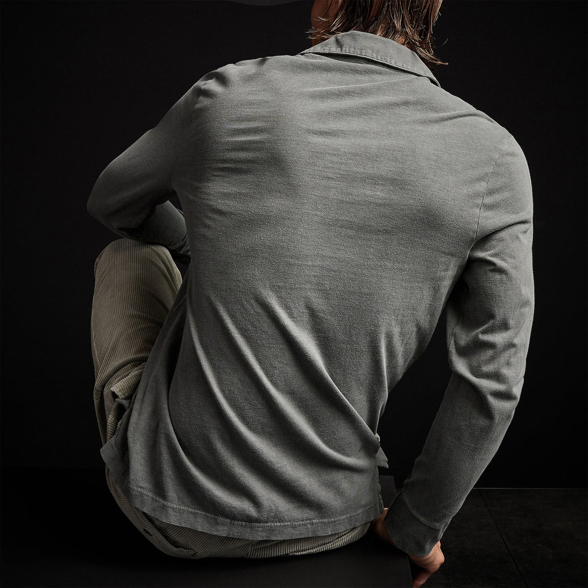 Sueded Jersey Rugby Polo in Fin Pigment | James Perse Los Angeles