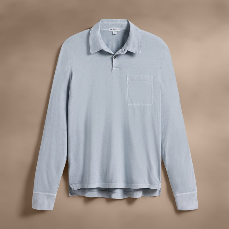 Sueded Jersey Rugby Polo in Grey Glacier Pigment | James Perse Los Angeles
