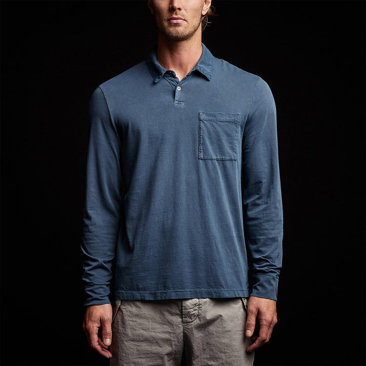 Sueded Jersey Rugby Polo in Lake Pigment | James Perse Los Angeles