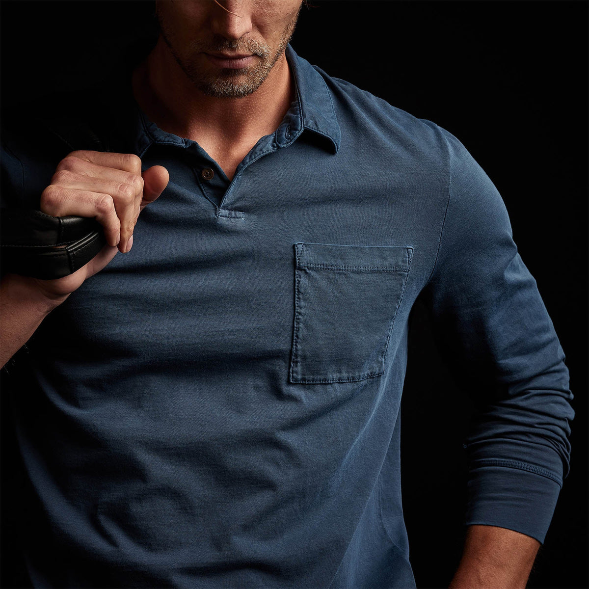 Sueded Jersey Rugby Polo in Lake Pigment | James Perse Los Angeles