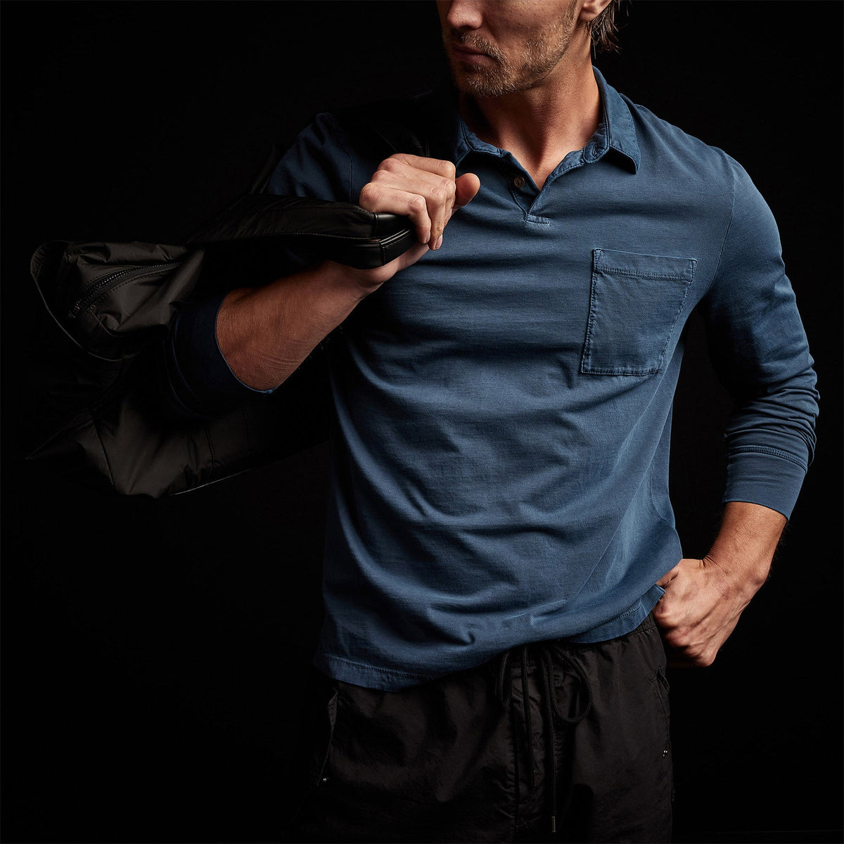 Sueded Jersey Rugby Polo in Lake Pigment | James Perse Los Angeles