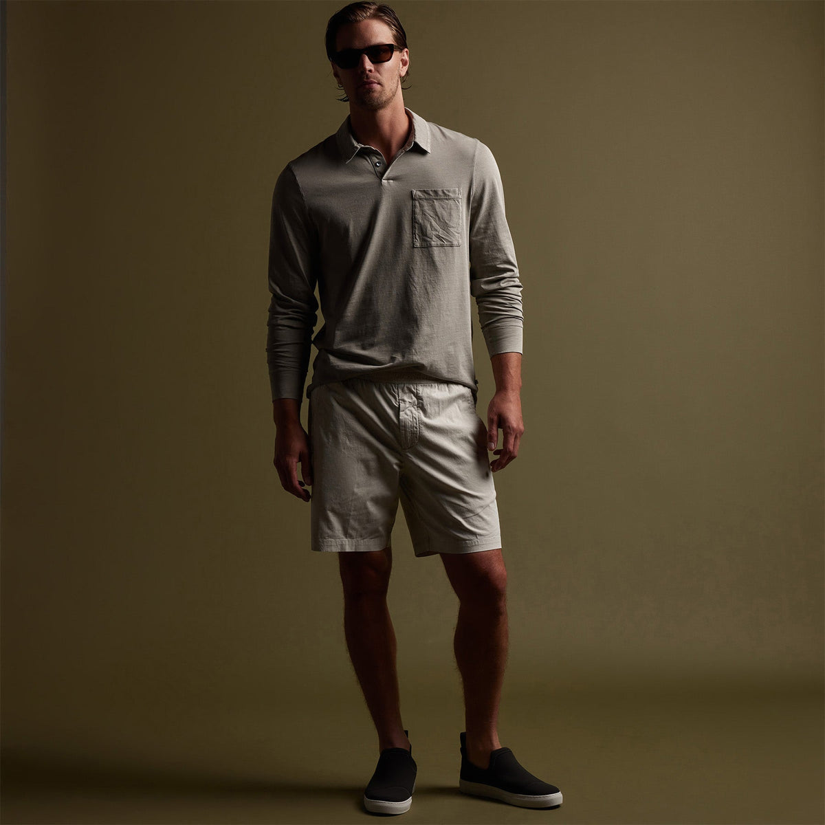 Sueded Jersey Rugby Polo in Mineral Pigment | James Perse Los Angeles