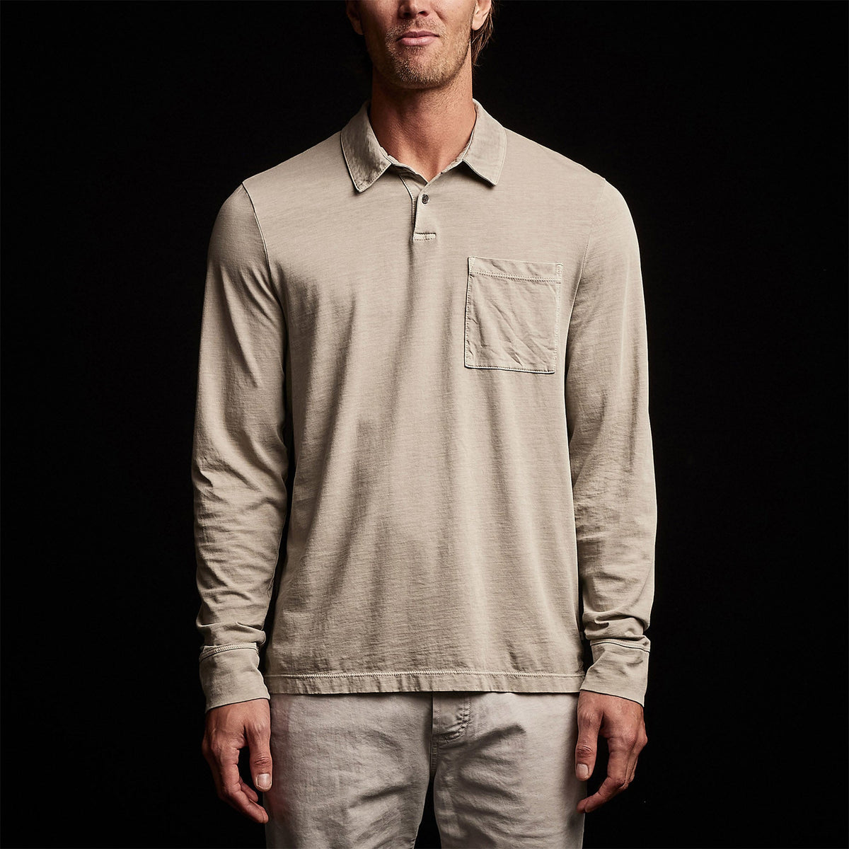 Sueded Jersey Rugby Polo in Mineral Pigment | James Perse Los Angeles