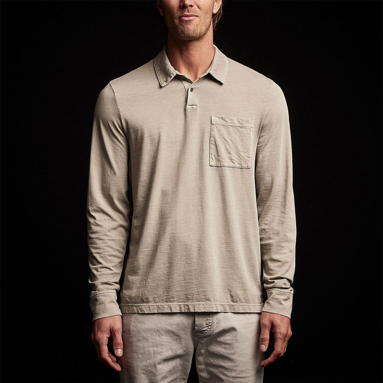 Sueded Jersey Rugby Polo in Mineral Pigment | James Perse Los Angeles
