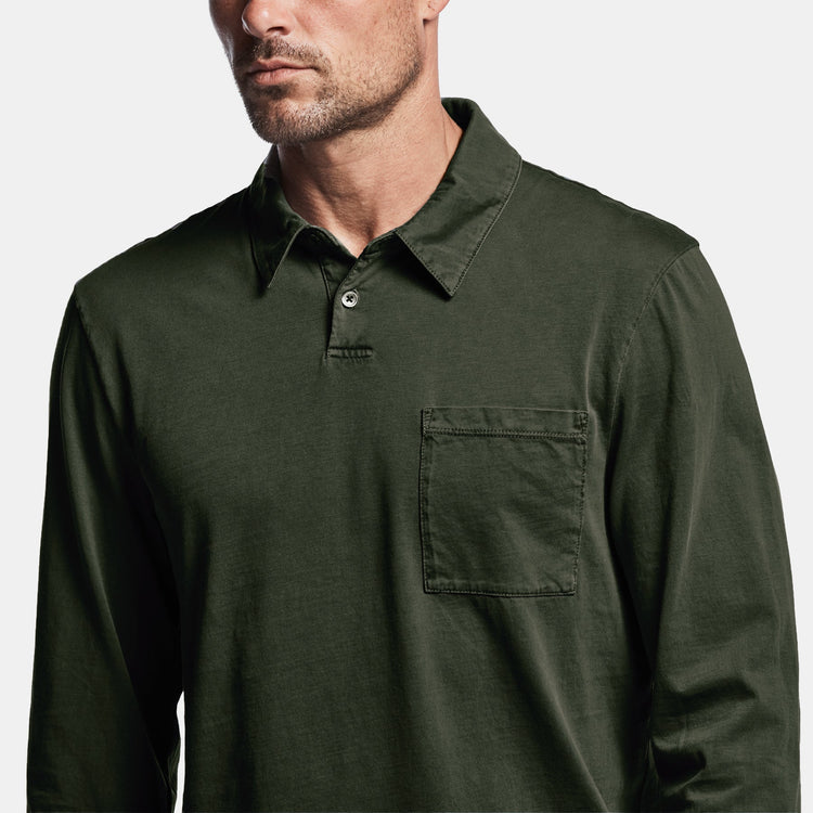 Sueded Jersey Rugby Polo In Marsh Pigment | James Perse Los Angeles
