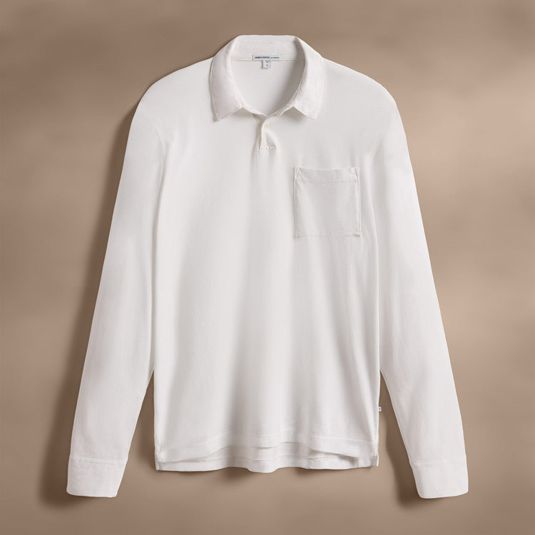 Sueded Jersey Rugby Polo in White | James Perse Los Angeles
