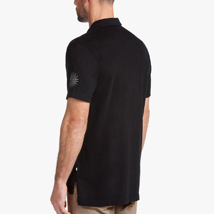 Sueded Jersey Bar Graphic Polo in Black | James Perse Los Angeles