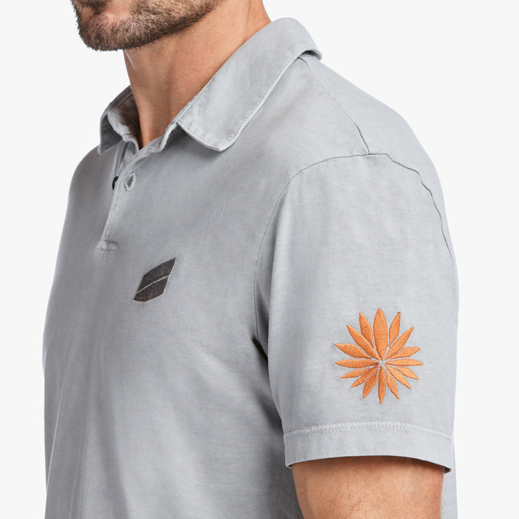 Sueded Jersey Bar Graphic Polo In Paver Pigment | James Perse Los Angeles