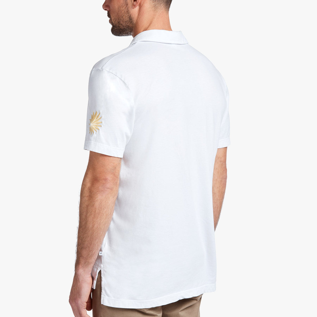 Sueded Jersey Bar Graphic Polo In White | James Perse Los Angeles