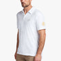 Sueded Jersey Bar Graphic Polo In White | James Perse Los Angeles