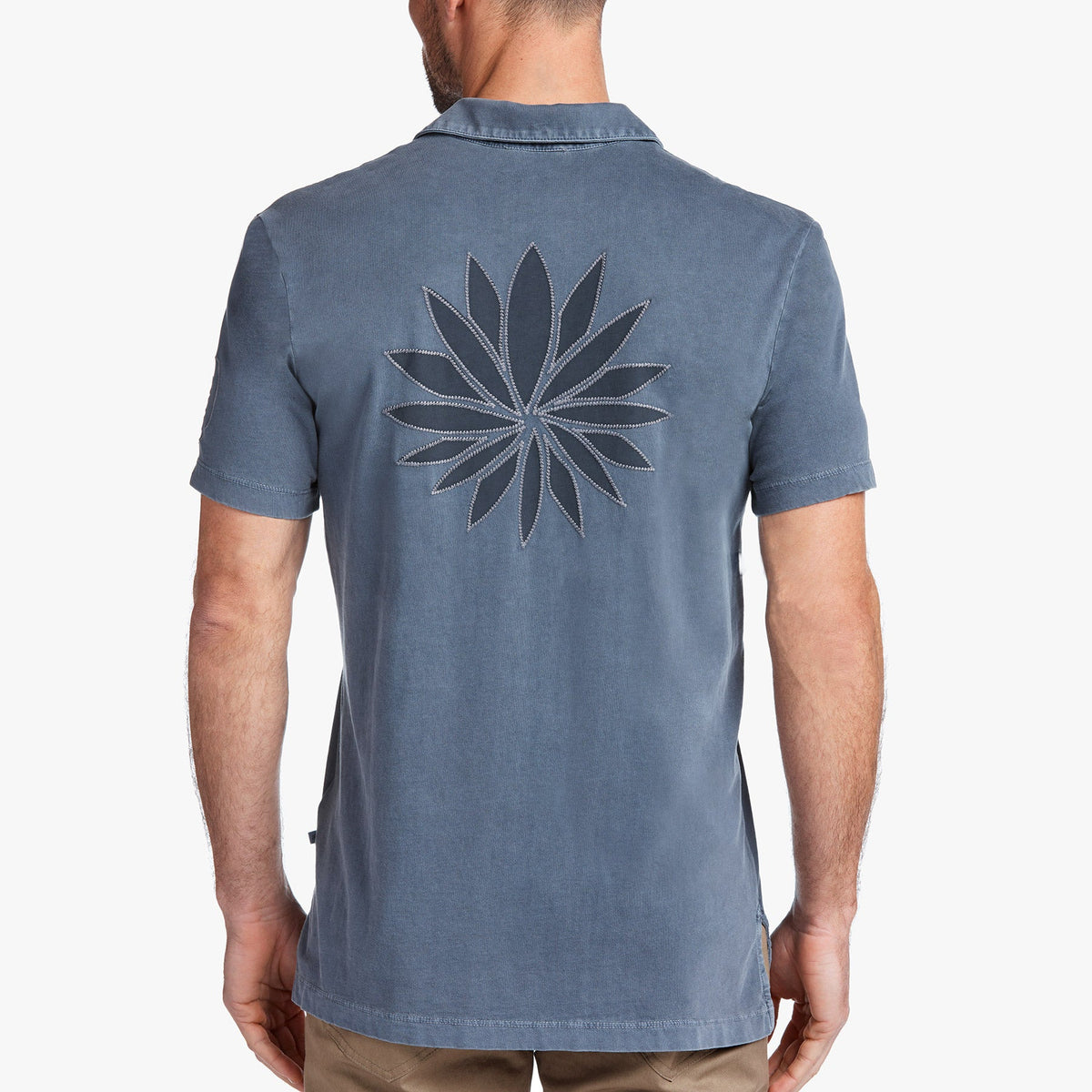 Sueded Jersey Lotus Graphic Polo in North Pigment | James Perse Los Angeles