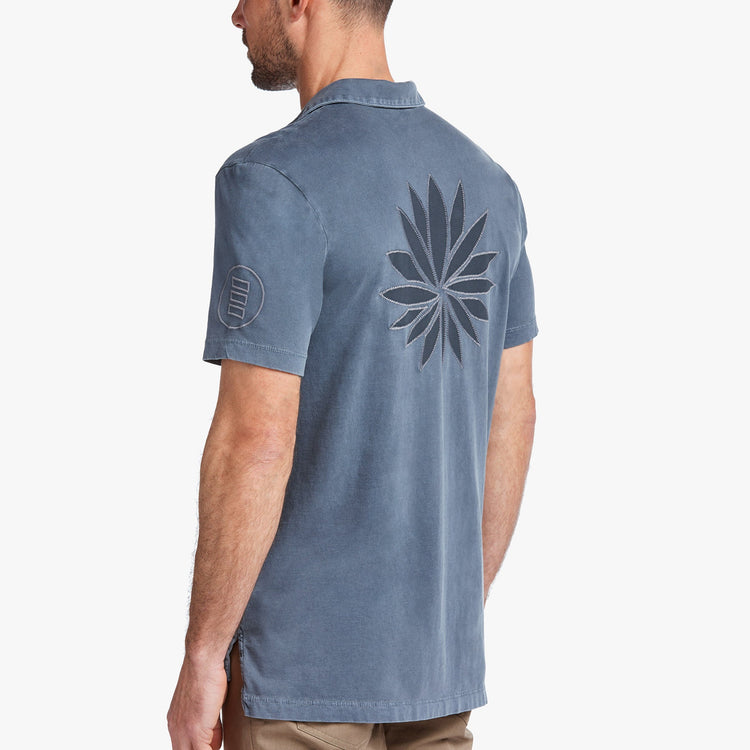 Sueded Jersey Lotus Graphic Polo in North Pigment | James Perse Los Angeles