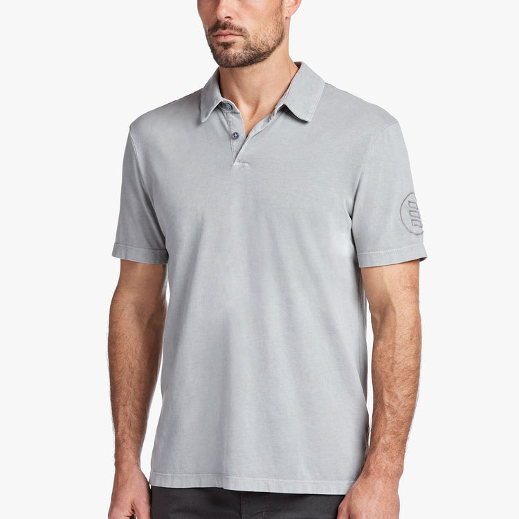 Sueded Jersey Lotus Graphic Polo In Paver Pigment | James Perse Los Angeles