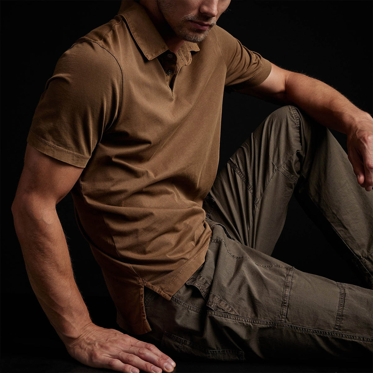 Sueded Jersey Polo in Acorn Pigment | James Perse Los Angeles