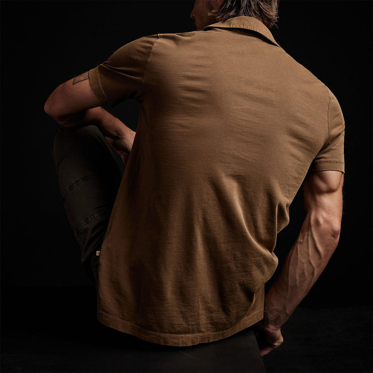 Sueded Jersey Polo in Acorn Pigment | James Perse Los Angeles