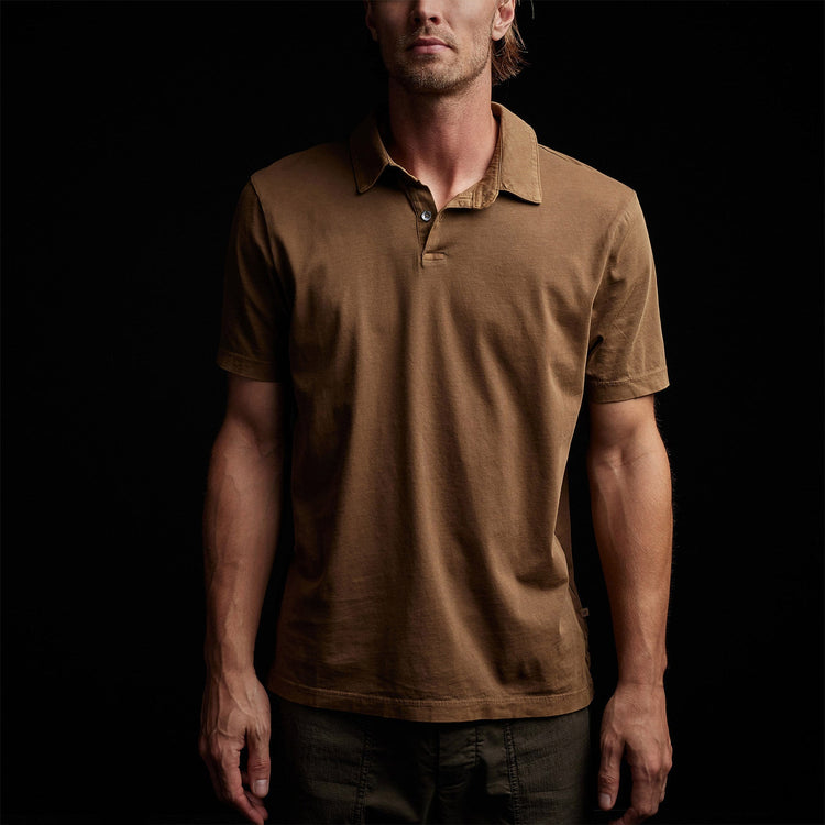 Sueded Jersey Polo in Acorn Pigment | James Perse Los Angeles